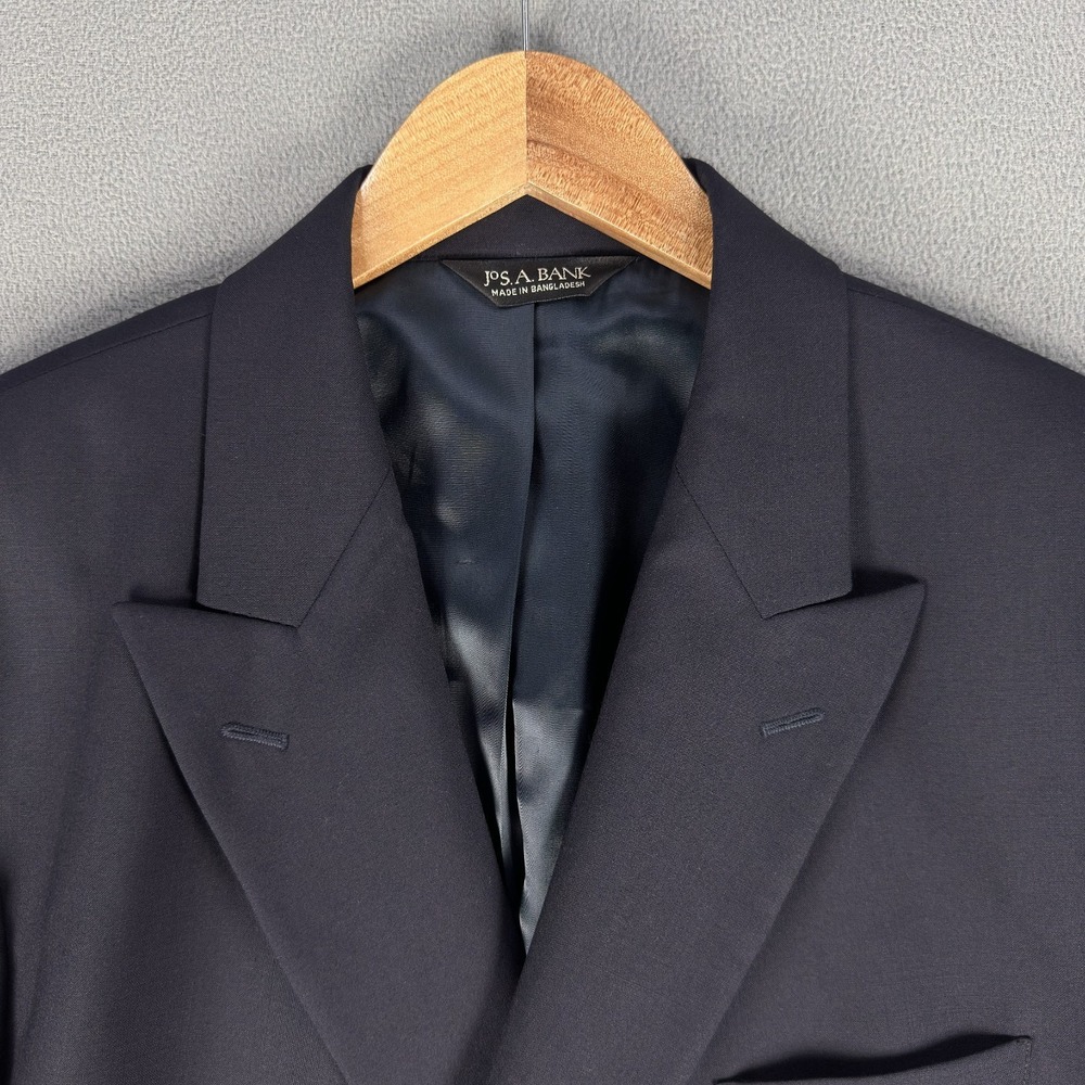 Jos A Bank Blazer Jacket Mens 43 R Blue Metal Button Double Breasted Peak Lapel - Picture 5 of 12